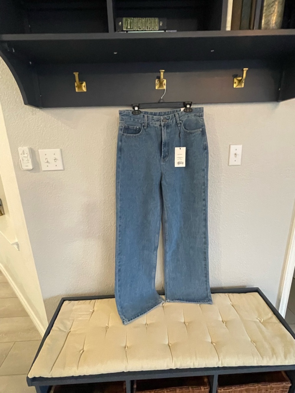 High-Rise Wide-Leg Denim Jeans - Blue